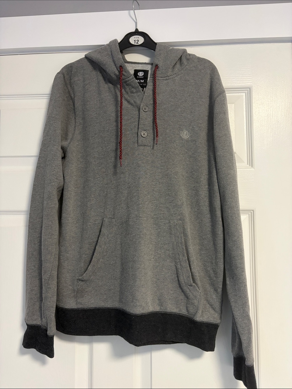 Grey Hooded Sweatshirt with Contrast Hem